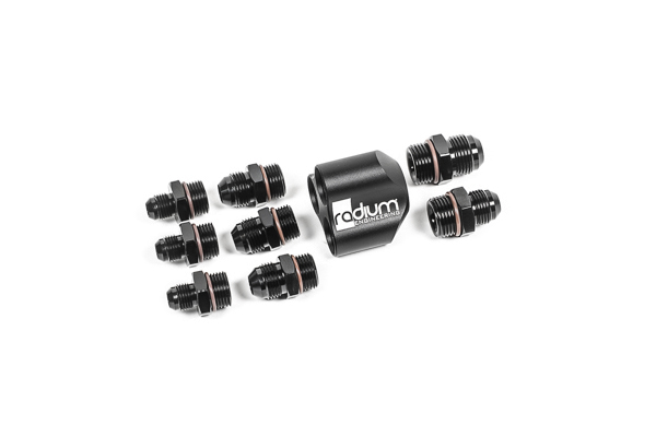 Radium Engineering — Radium Engineering 3 Into 1 Distribution Block w/ Fittings - view 4